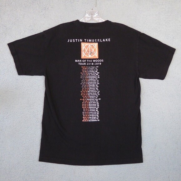 Justin Timberlake Shirt Mens Medium Black Graphic Tee The Man of the Woods Tour - Picture 5 of 11